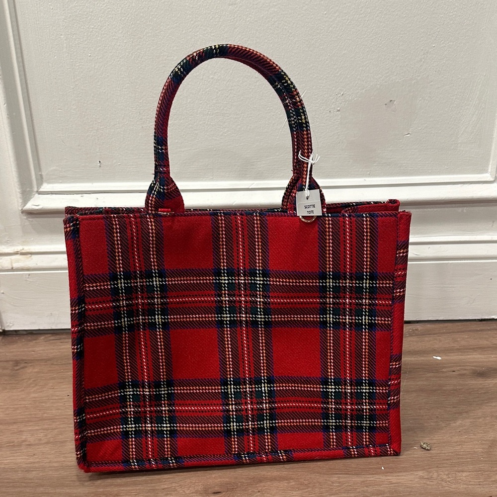 Shiraleah Scottie Red Plaid Tote Bag ***new***